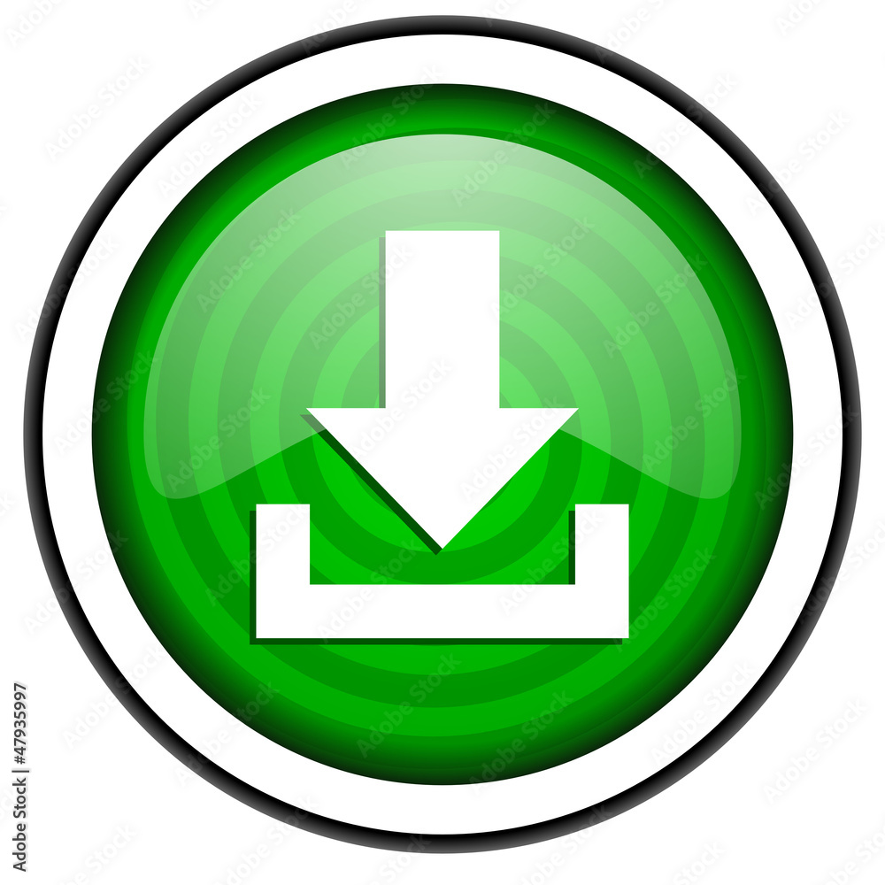 download green glossy icon isolated on white background download green glossy icon isolated on white background