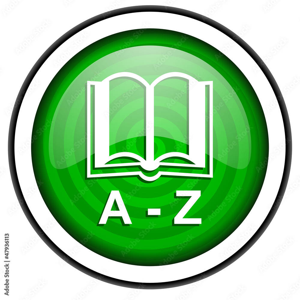 dictionary green glossy icon isolated on white background dictionary green glossy icon isolated on white background