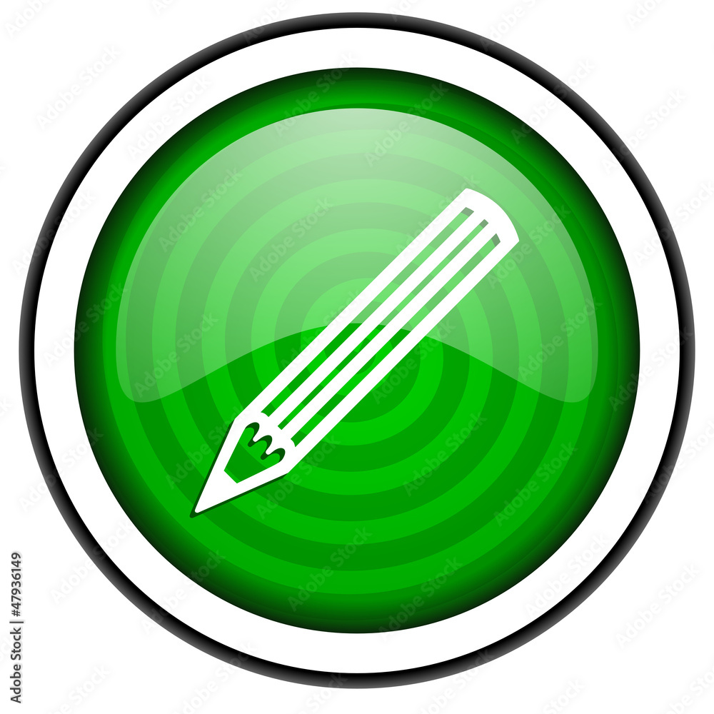 pencil green glossy icon isolated on white background pencil green glossy icon isolated on white background