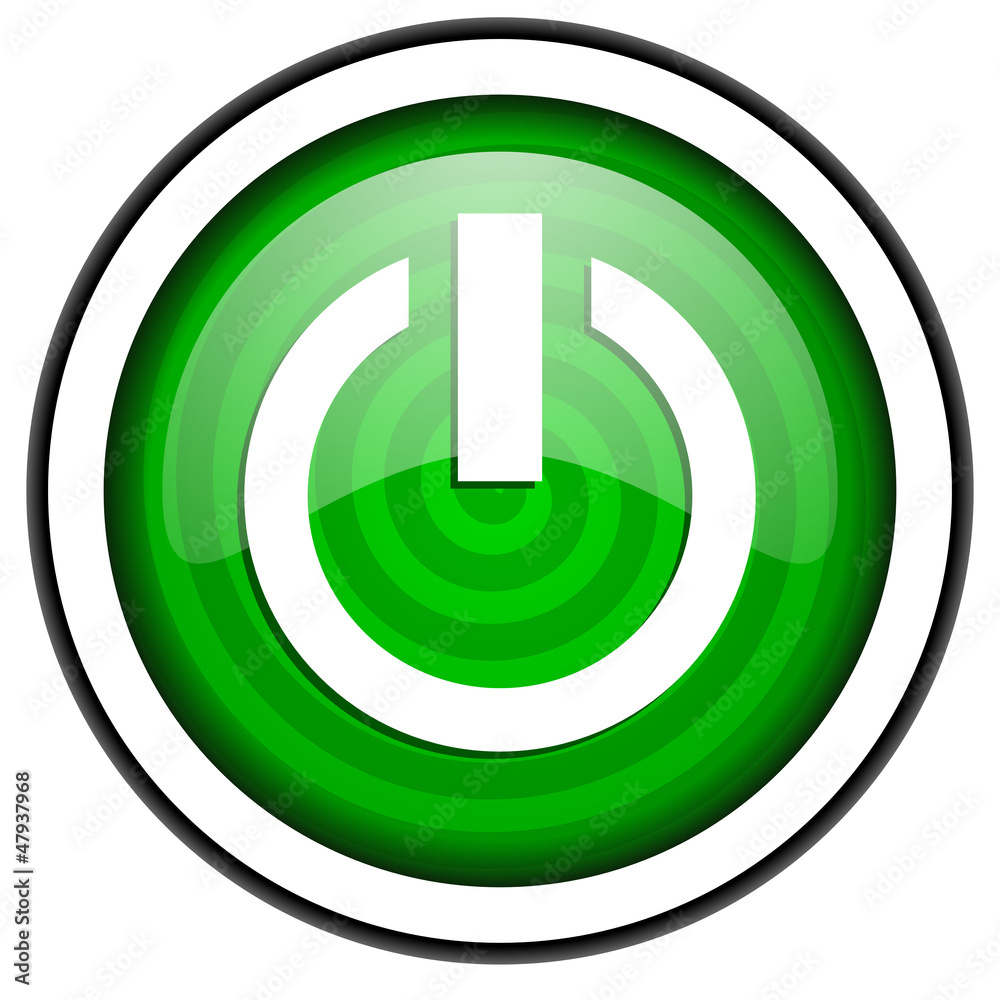 power green glossy icon isolated on white background power green glossy icon isolated on white background