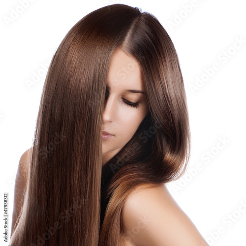 beautiful young woman with elegant long shiny hair