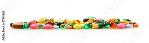 Canvas Print Composition with dietary supplement capsules and drug pills
