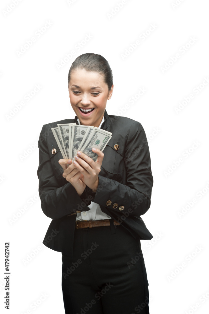 businesswoman holding money