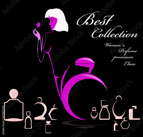 Woman perfume premium class.Abstract illustration.Vector