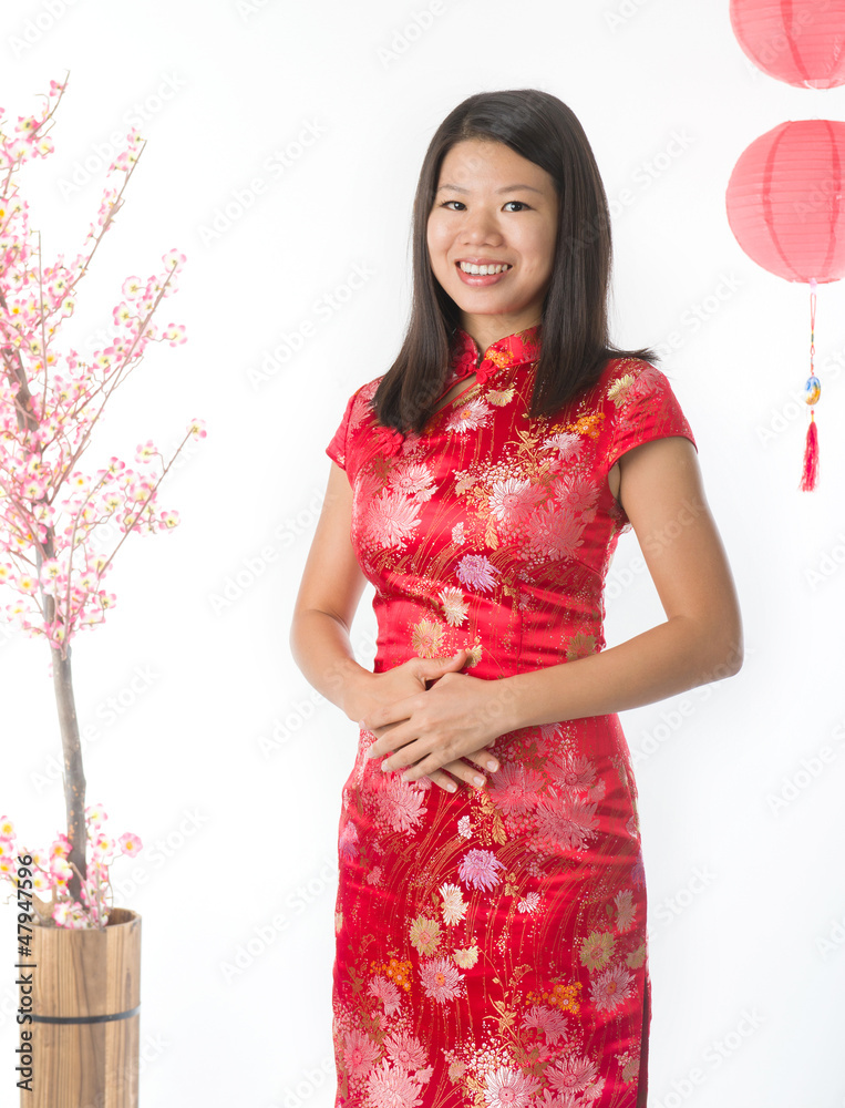 Happy Chinese new year asian girl. Asian girl doing greeting Happy Chinese new year asian girl. Asian girl doing greeting