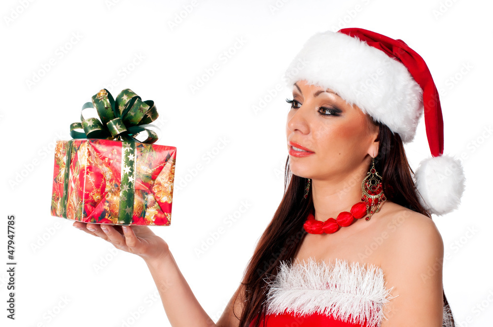 Beautiful brunette Santa Girl looking for a new year gift Beautiful brunette Santa Girl looking for a new year gift