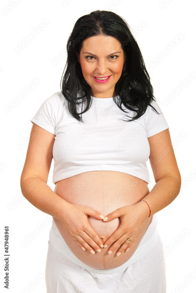 Pregnant with heart shape on belly Pregnant with heart shape on belly