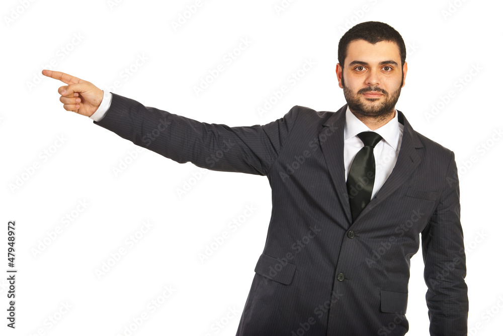 Business man pointing to copy Business man pointing to copy