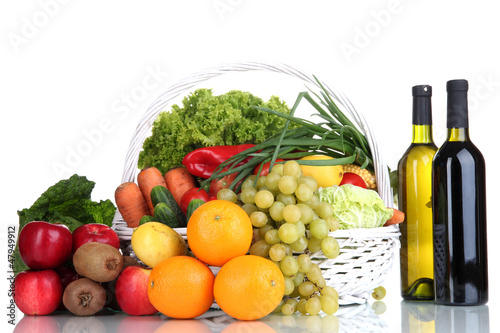 Fototapeta Naklejka Na Ścianę i Meble -  Composition with vegetables and fruits in wicker basket