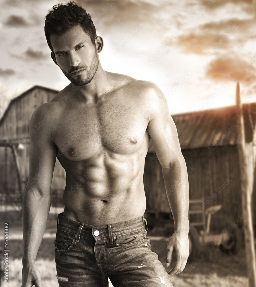 Sepia toned portrait of a hunky male model Stock Photo Adobe Stock