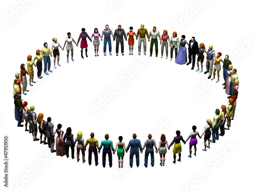 Hand in hand, human chain forms a circle