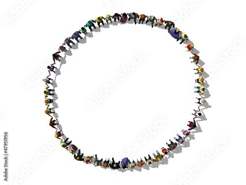 Hand in hand, human chain forms a circle