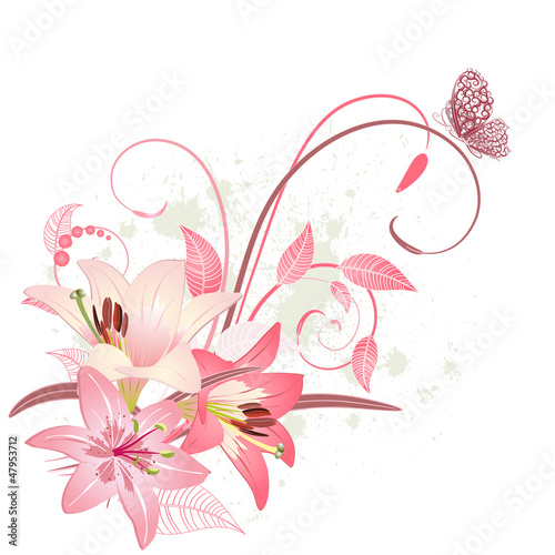 Bouquet of pink lilies