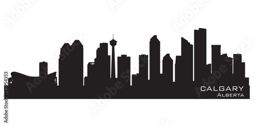 Calgary, Canada skyline. Detailed silhouette photo