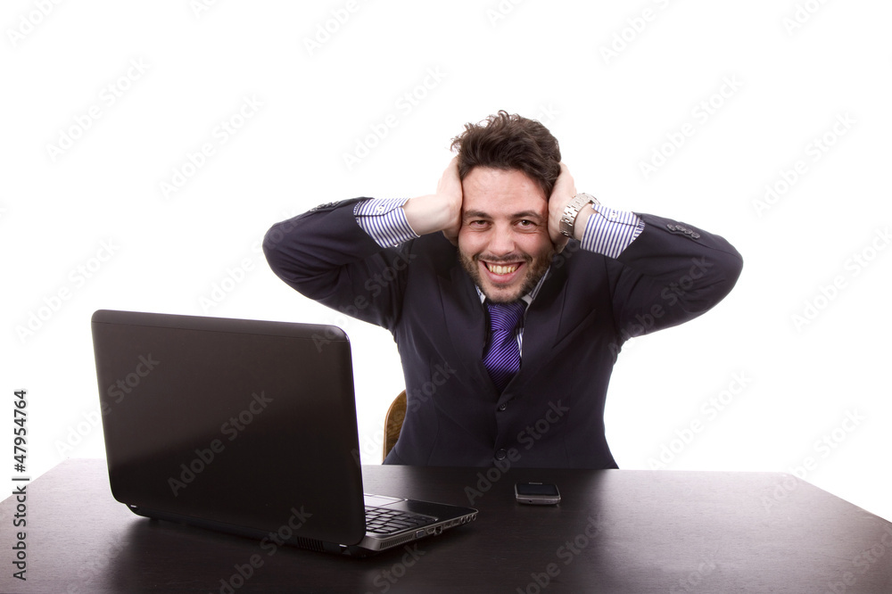 young business man working with is laptop young business man working with is laptop