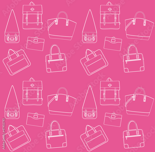 Seamless pink pattern with bags.