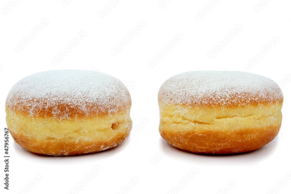 Berliner donut isolated on white background.