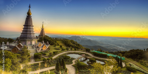 Landscape of  Two pagoda at Doi Inthanon © anekoho