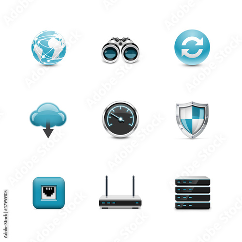 Network icons. Azzurro series