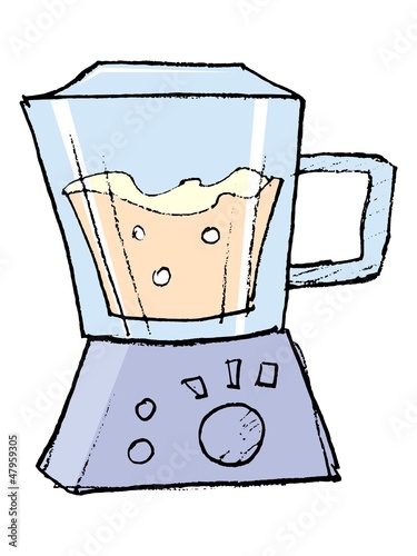 Hand drawn, vector, sketch illustration of electric blender
