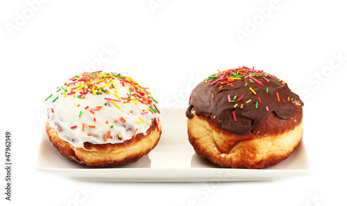 Tasty donuts isolated on white
