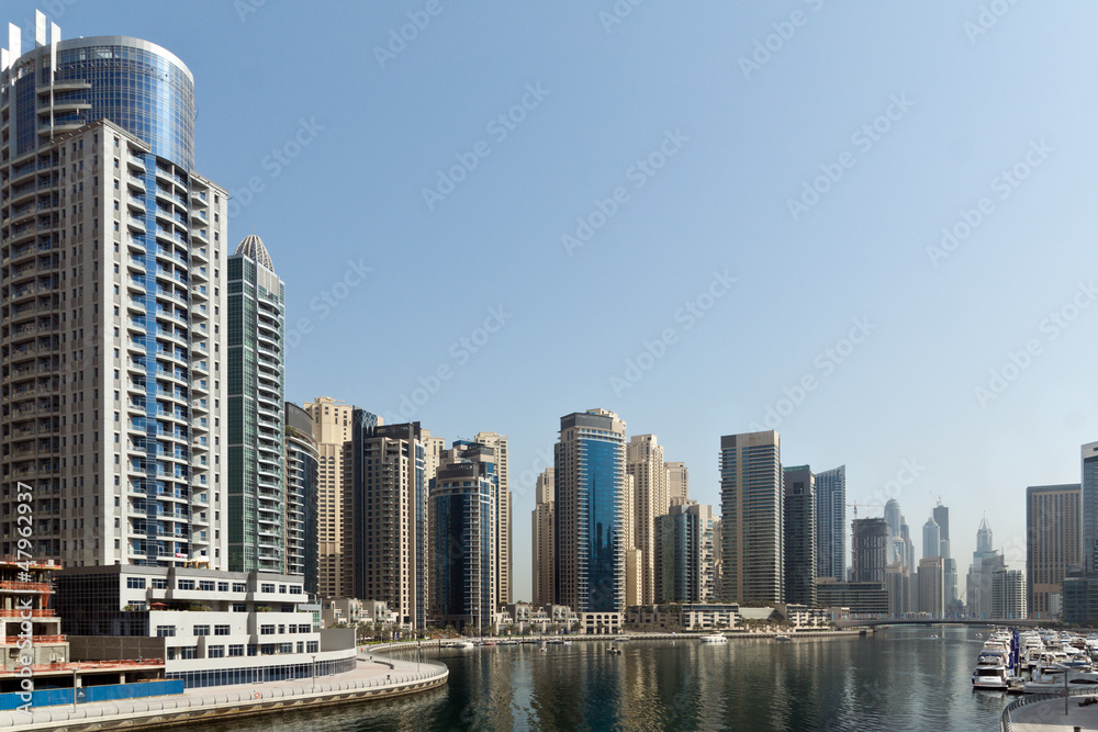 Dubai Marina Yacht and Skyscrapers