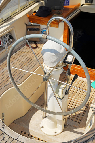 Sailing boat helm at Marina of Ravenna © claudiozacc