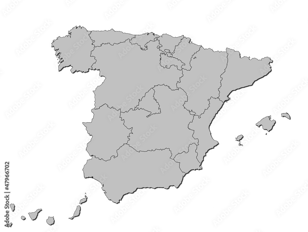 Umrisse Spaniens mit Schatten