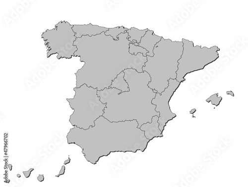 Umrisse Spaniens mit Schatten