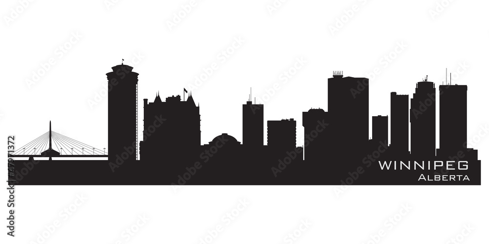 Winnipeg, Canada skyline. Detailed silhouette