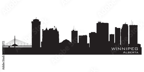 Winnipeg, Canada skyline. Detailed silhouette