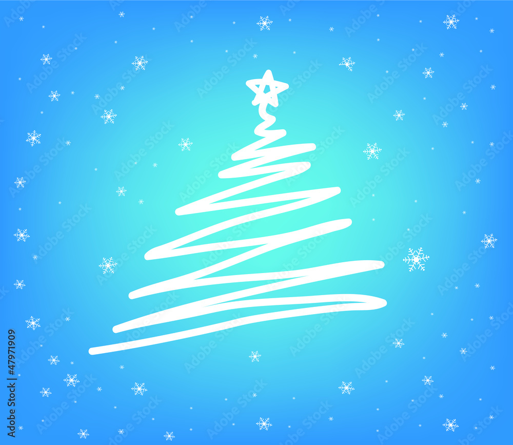 Merry Christmas tree design blue card, vector illustration Merry Christmas tree design blue card, vector illustration