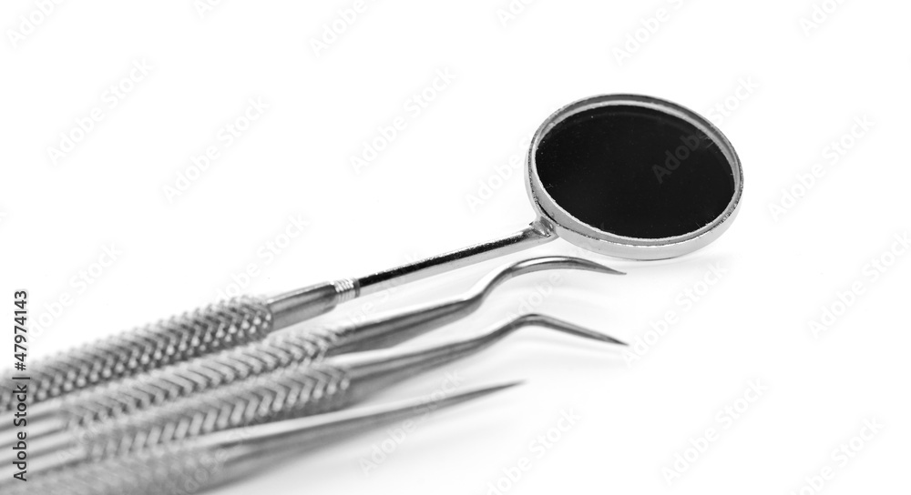 Basic dentist tools isolated on white Basic dentist tools isolated on white
