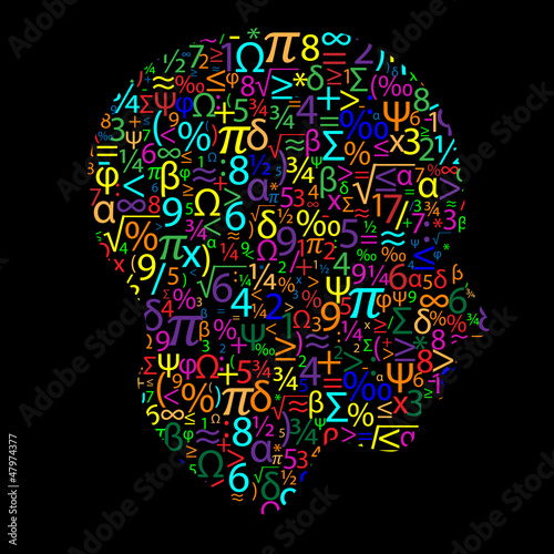 head with numbers, vector