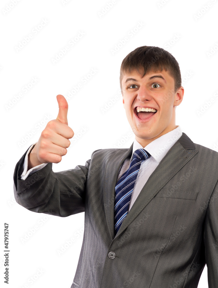 happy young business man showing thumbs up happy young business man showing thumbs up