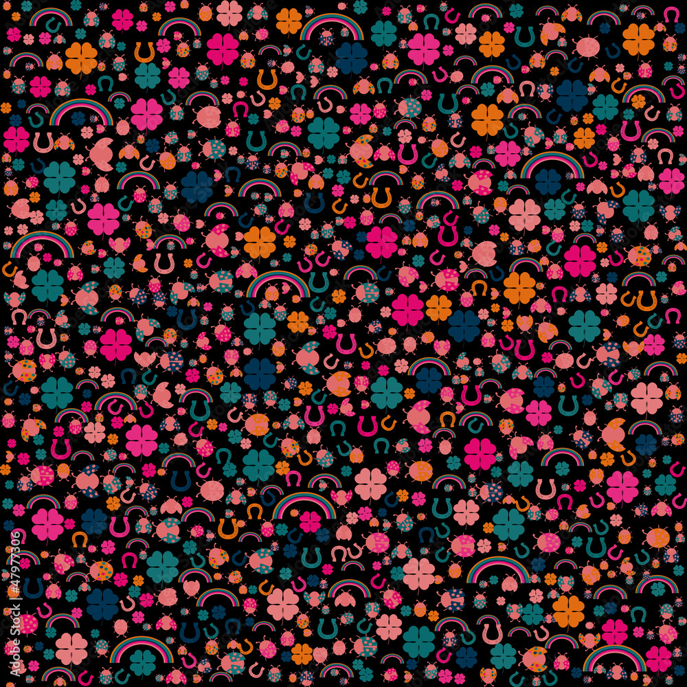 Background with lucky charms, vector