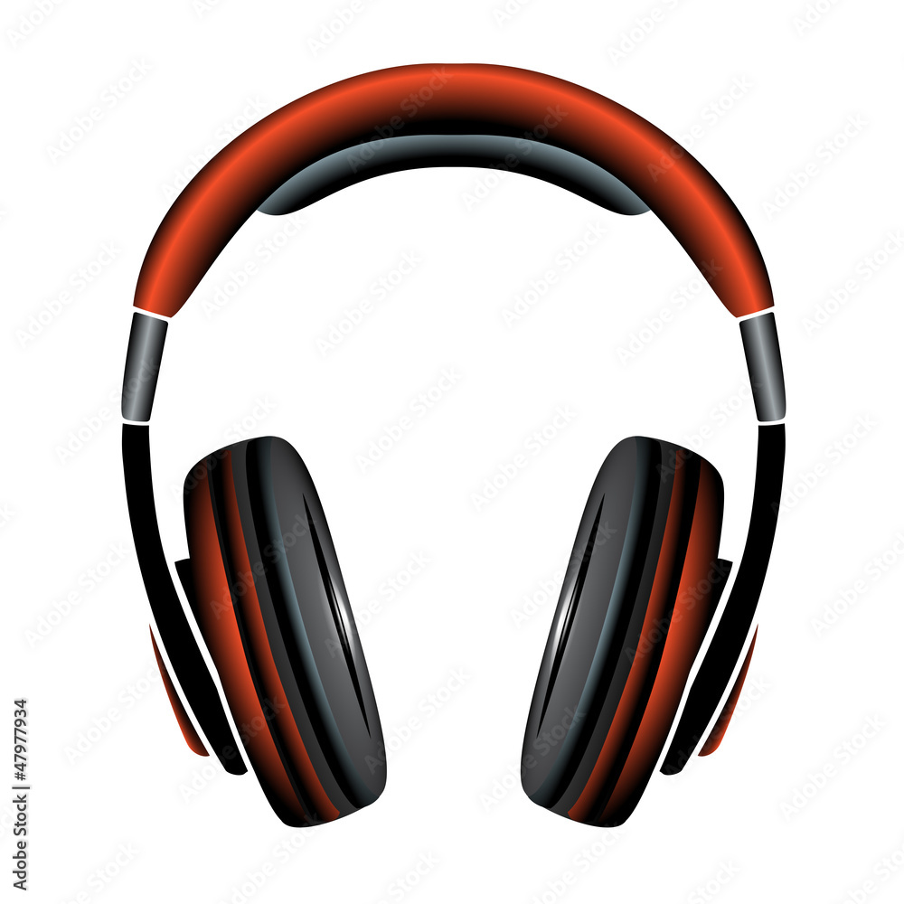 orange Simple Headphones in Silhouette, vector