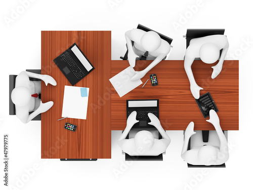 3d Men in a Business Meeting (Top View)