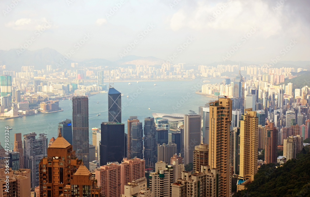 China, Hong Kong cityscape from the Peak_