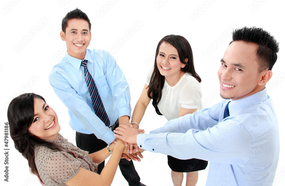 business team with their hands together