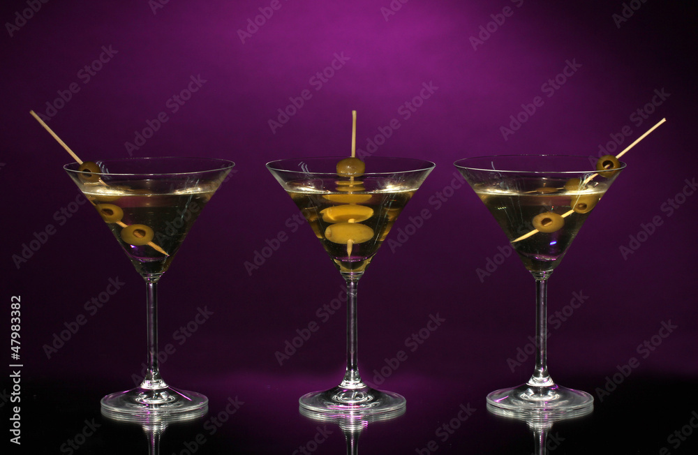 Martini glasses on dark background