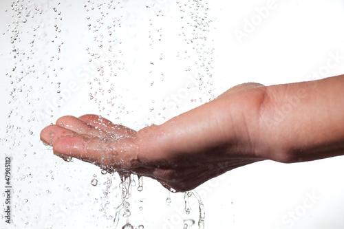 Hand and water.