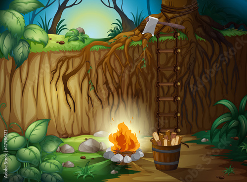 A bonfire in the jungle