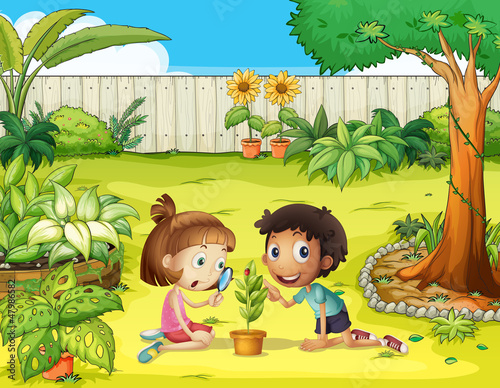 Kids and a magnifier