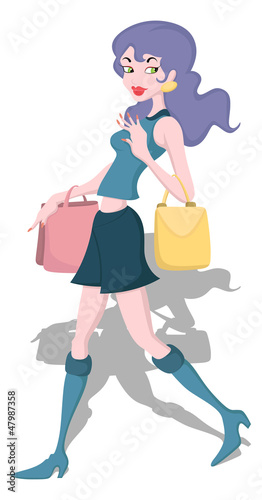 Fashionable Shopping Girl Vector