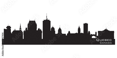 Quebec  Canada skyline. Detailed silhouette