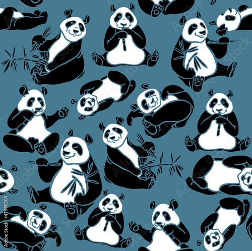 Fototapeta Naklejka Na Ścianę i Meble -  Set of cartoon funny panda
