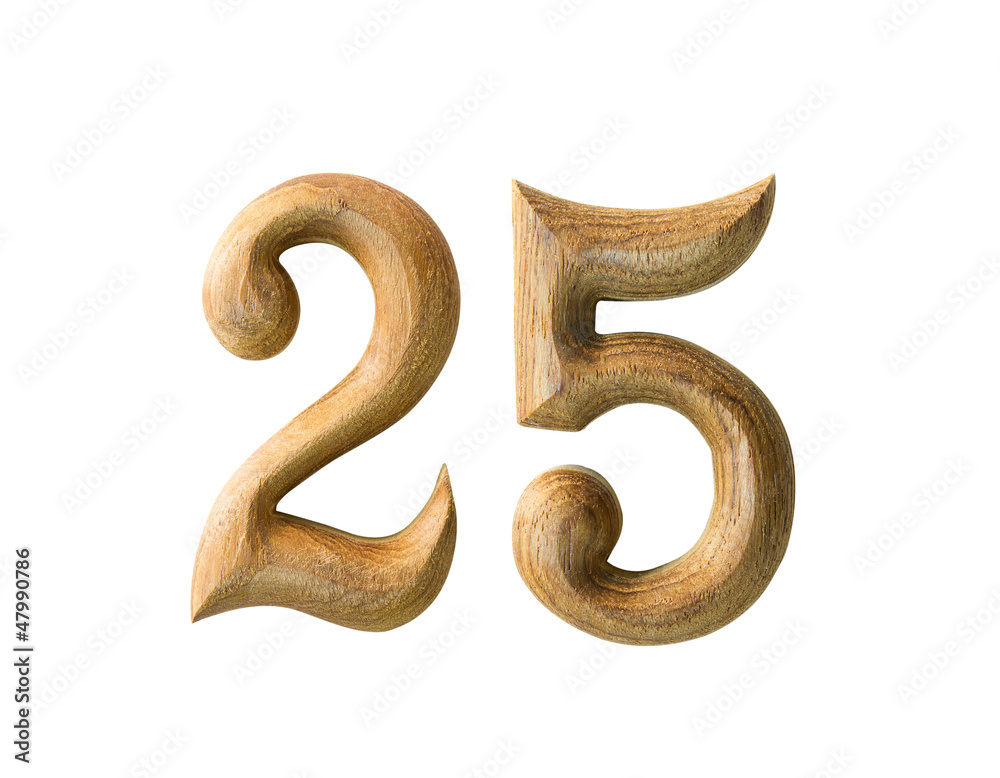 Wooden numeric 25 Wooden numeric 25