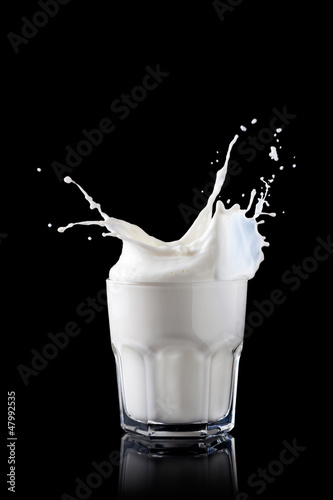 Splash in a glass with milk