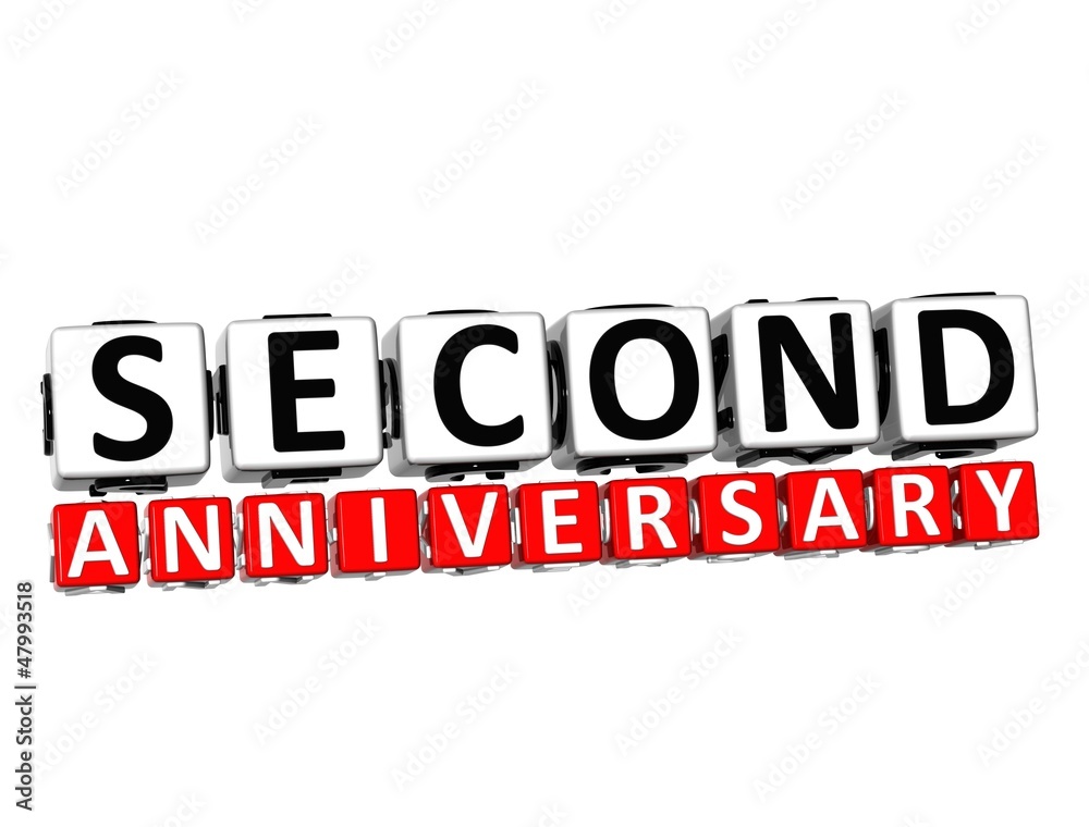 3D Second Anniversary Button Click Here Block Text